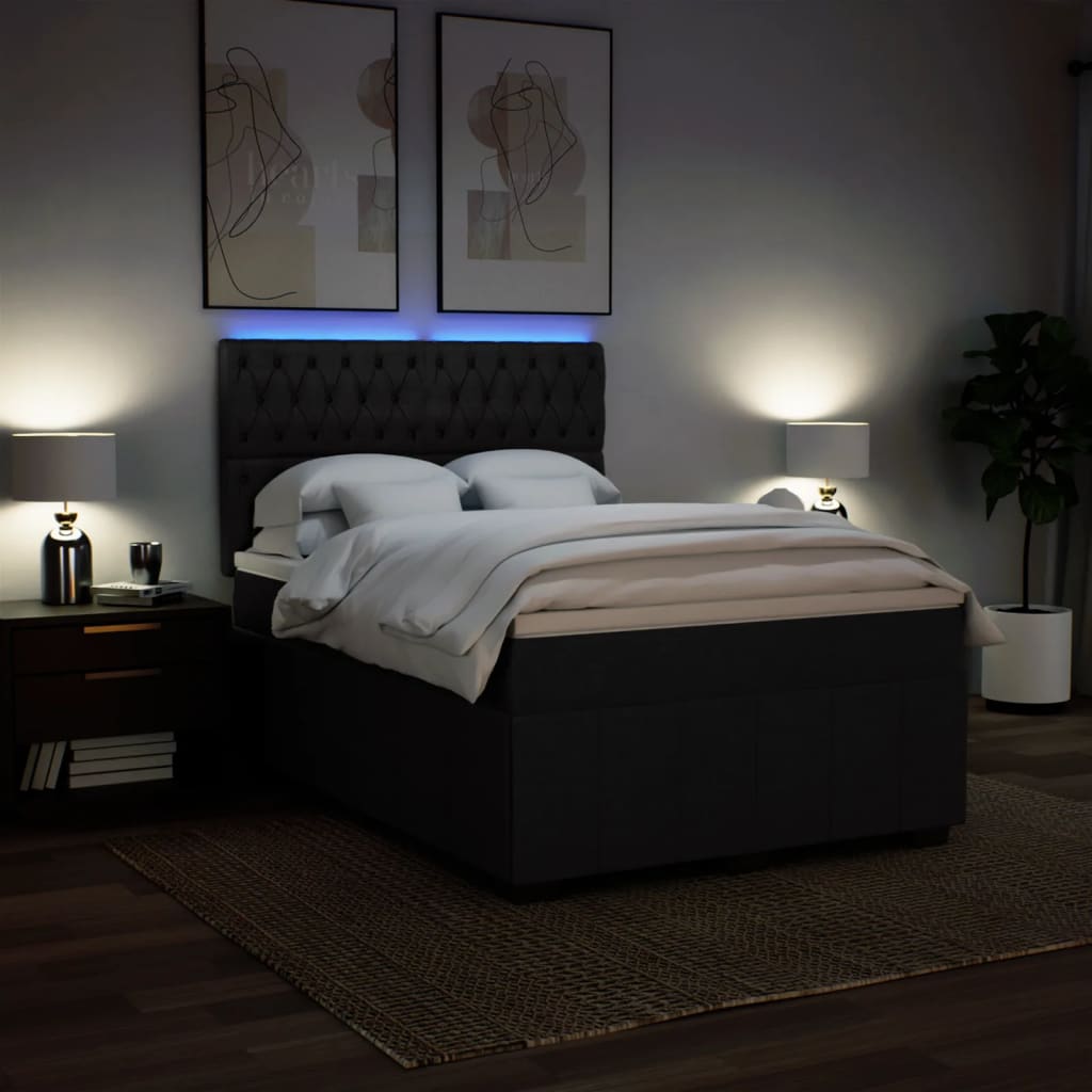Boxspring met matras stof zwart 160x200 cm is nu te koop bij PeponiXL, paradijselijk wonen!