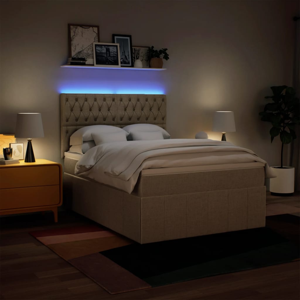 Boxspring met matras stof crèmekleurig 160x200 cm is nu te koop bij PeponiXL, paradijselijk wonen!