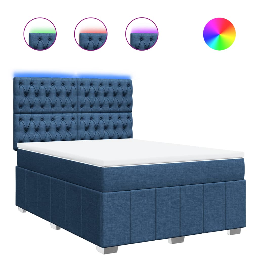 Boxspring met matras stof blauw 160x200 cm is nu te koop bij PeponiXL, paradijselijk wonen!