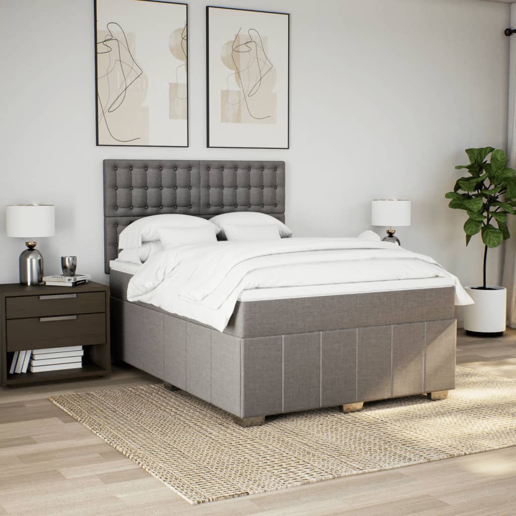 Boxspring met matras stof taupe 160x200 cm is nu te koop bij PeponiXL, paradijselijk wonen!