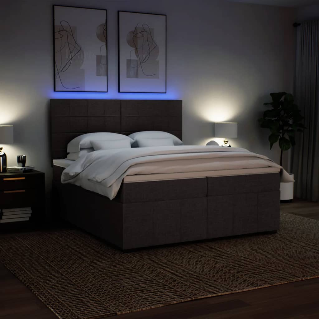 Boxspring met matras stof donkerbruin 200x200 cm is nu te koop bij PeponiXL, paradijselijk wonen!