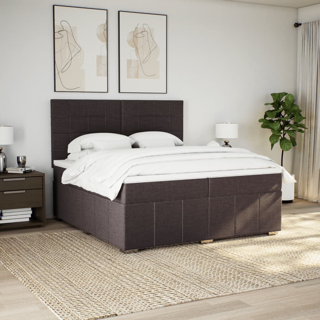 Boxspring met matras stof donkerbruin 200x200 cm is nu te koop bij PeponiXL, paradijselijk wonen!