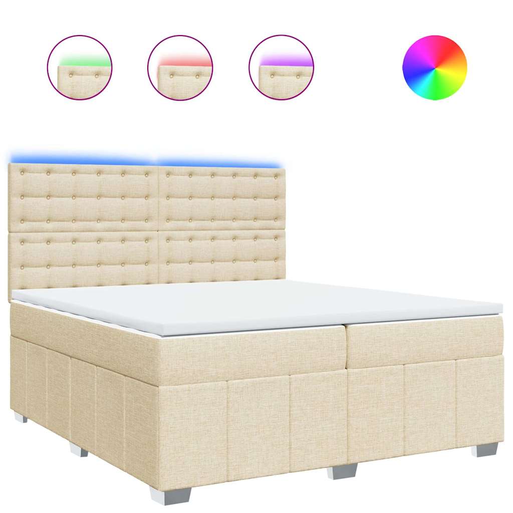Boxspring met matras stof crèmekleurig 200x200 cm is nu te koop bij PeponiXL, paradijselijk wonen!