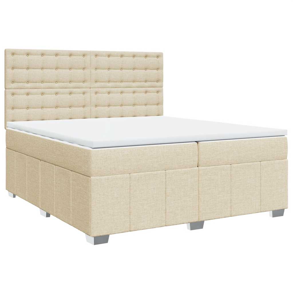 Boxspring met matras stof crèmekleurig 200x200 cm is nu te koop bij PeponiXL, paradijselijk wonen!
