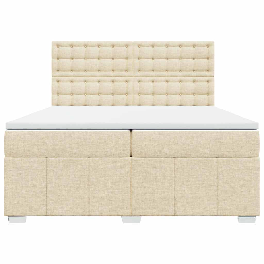 Boxspring met matras stof crèmekleurig 200x200 cm is nu te koop bij PeponiXL, paradijselijk wonen!