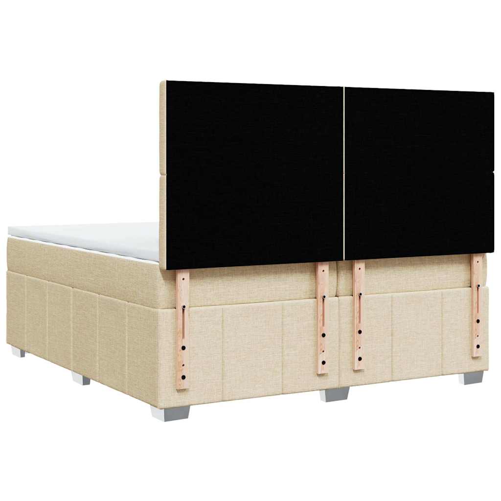 Boxspring met matras stof crèmekleurig 200x200 cm is nu te koop bij PeponiXL, paradijselijk wonen!