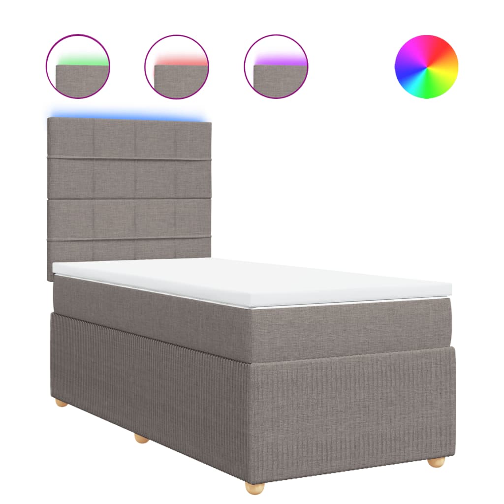 Boxspring met matras stof taupe 80x200 cm is nu te koop bij PeponiXL, paradijselijk wonen!