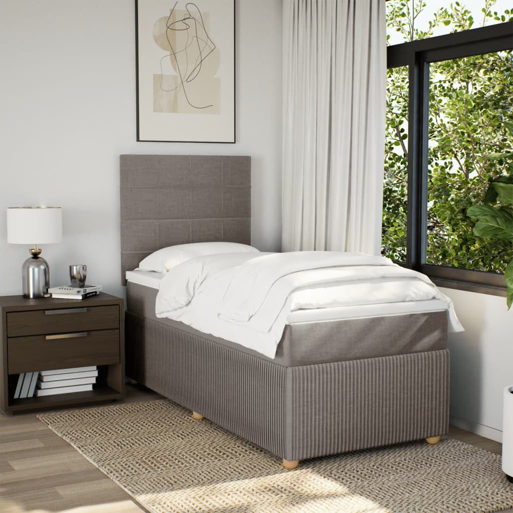 Boxspring met matras stof taupe 80x200 cm is nu te koop bij PeponiXL, paradijselijk wonen!