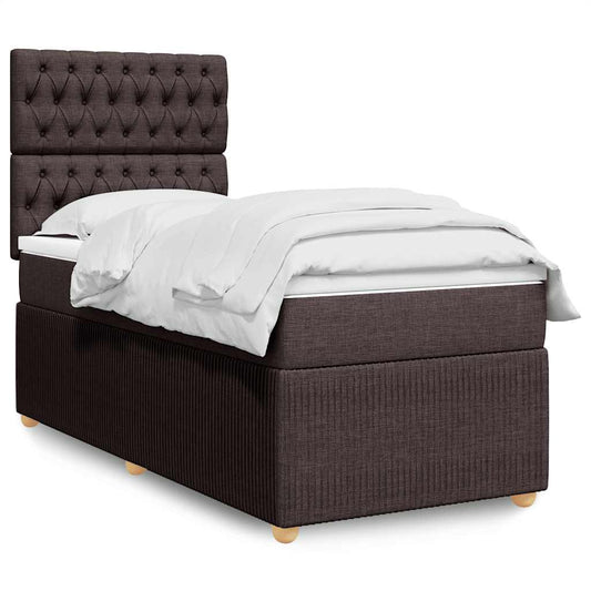 Boxspring met matras stof donkerbruin 90x190 cm is nu te koop bij PeponiXL, paradijselijk wonen!