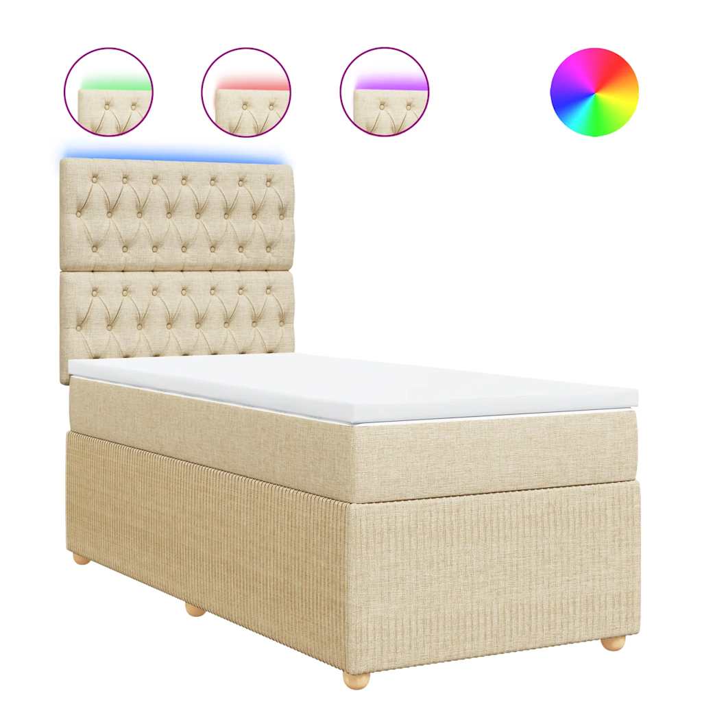 Boxspring met matras stof crèmekleurig 90x190 cm is nu te koop bij PeponiXL, paradijselijk wonen!