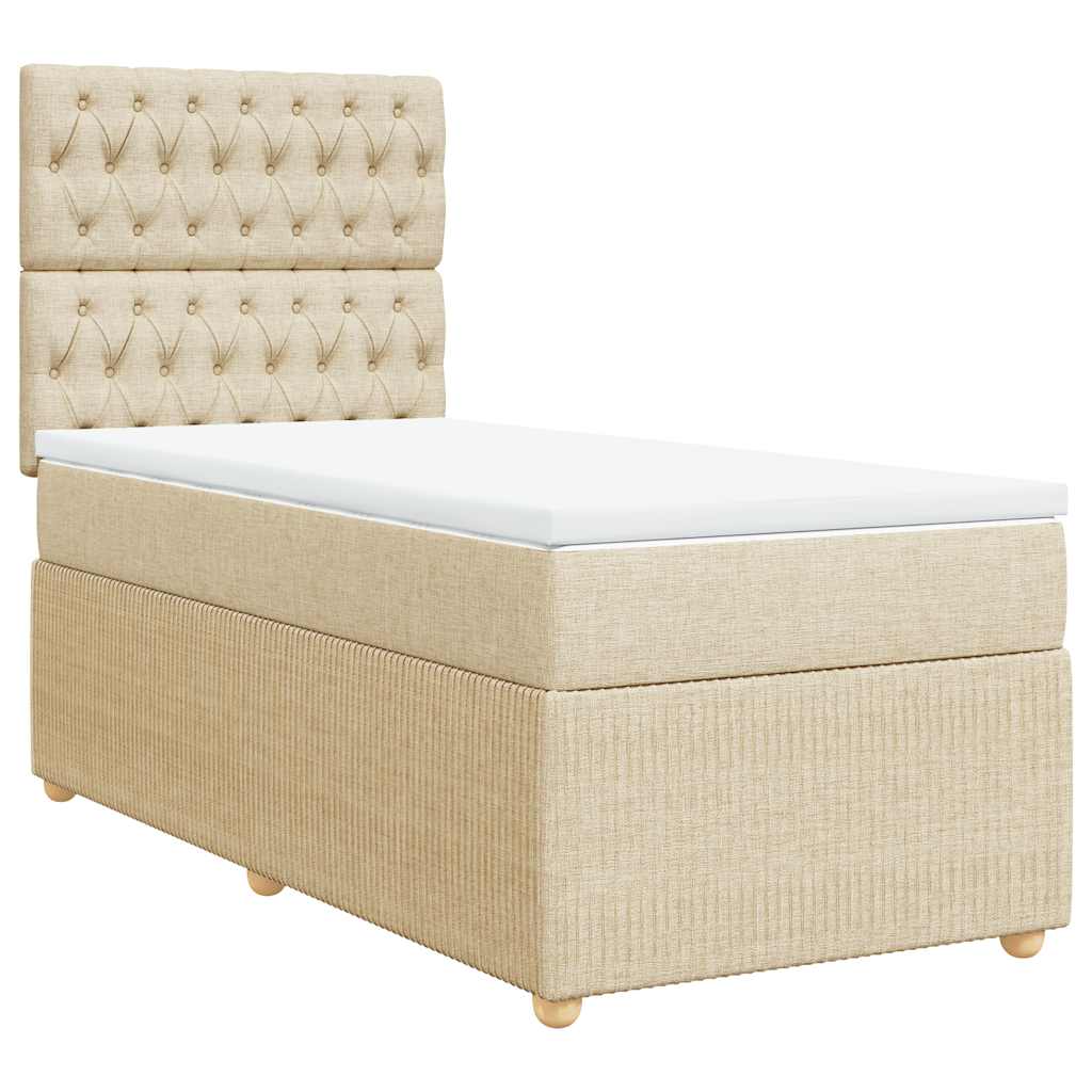 Boxspring met matras stof crèmekleurig 90x190 cm is nu te koop bij PeponiXL, paradijselijk wonen!