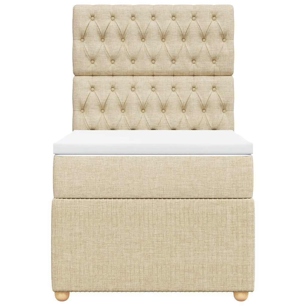Boxspring met matras stof crèmekleurig 90x190 cm is nu te koop bij PeponiXL, paradijselijk wonen!