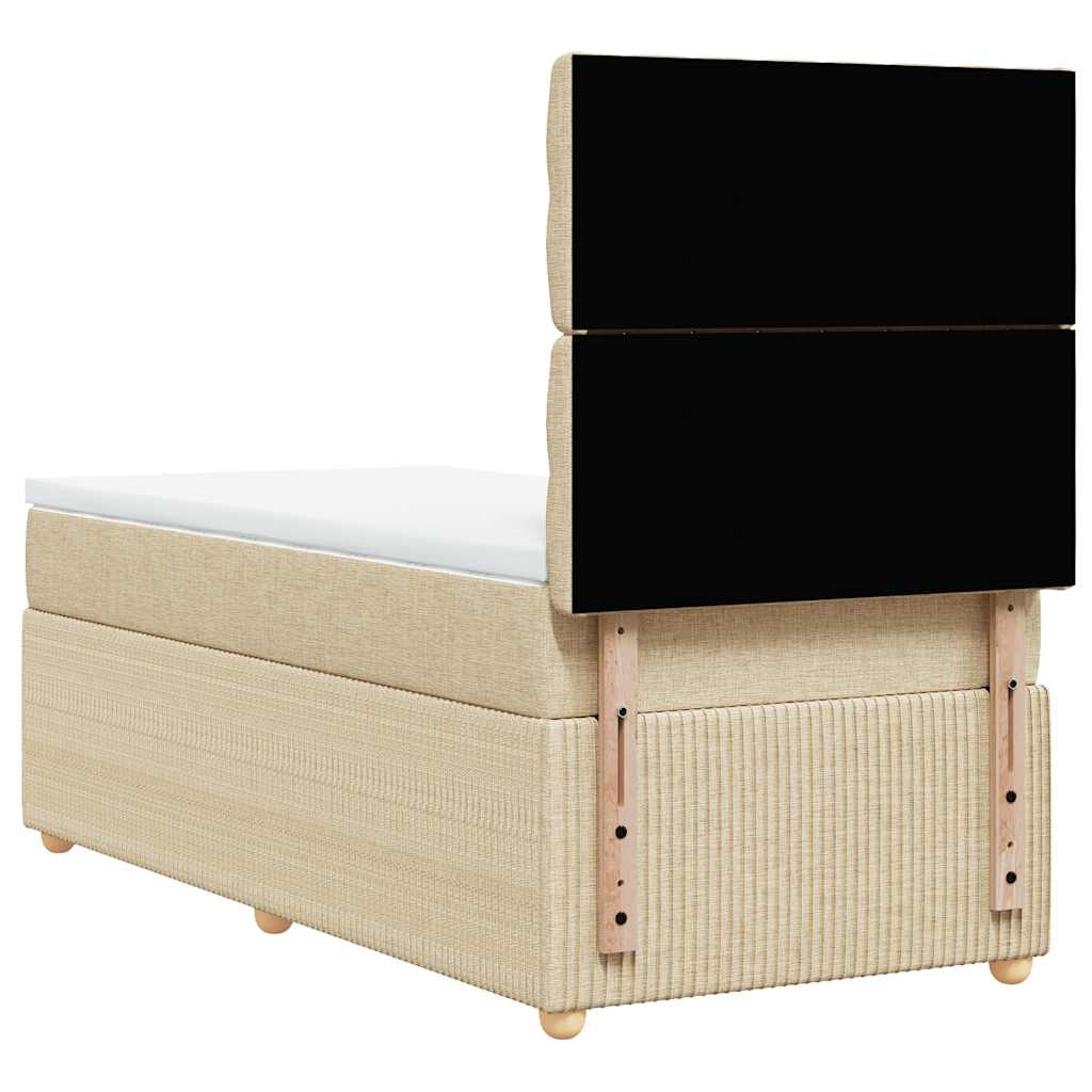Boxspring met matras stof crèmekleurig 90x190 cm is nu te koop bij PeponiXL, paradijselijk wonen!