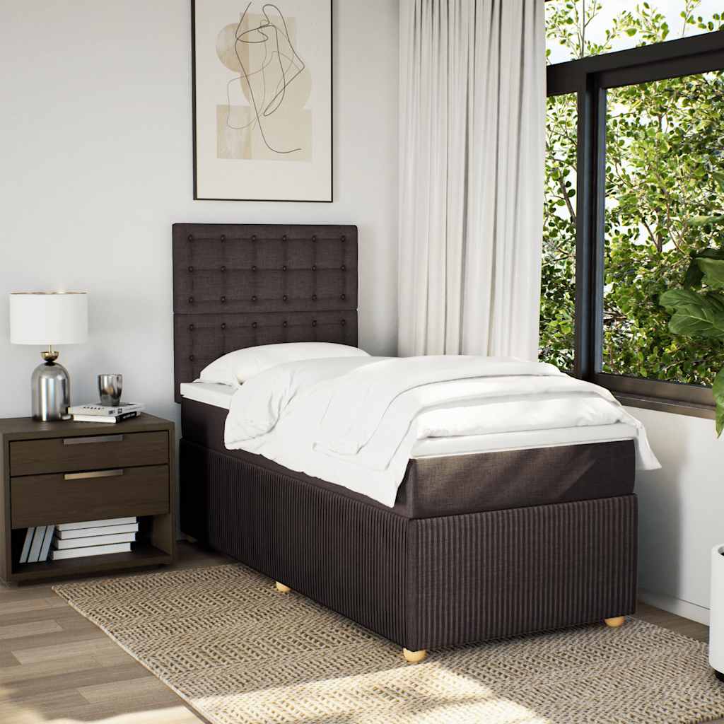 Boxspring met matras stof donkerbruin 90x190 cm is nu te koop bij PeponiXL, paradijselijk wonen!