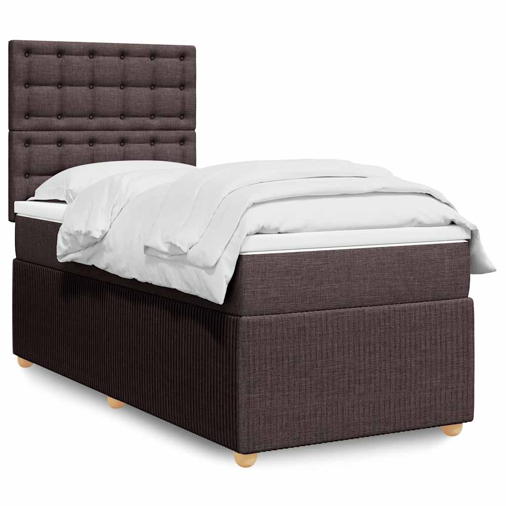 Boxspring met matras stof donkerbruin 90x190 cm is nu te koop bij PeponiXL, paradijselijk wonen!
