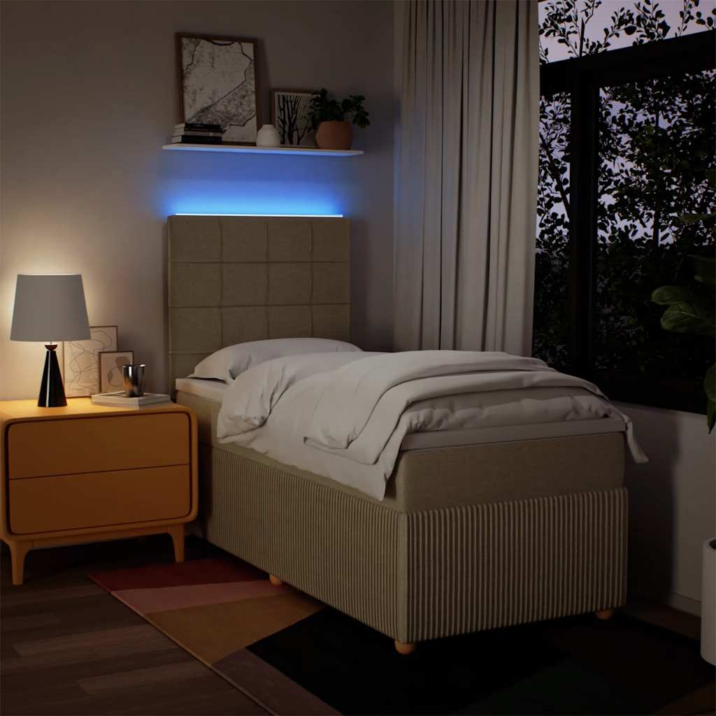 Boxspring met matras stof crèmekleurig 90x200 cm is nu te koop bij PeponiXL, paradijselijk wonen!