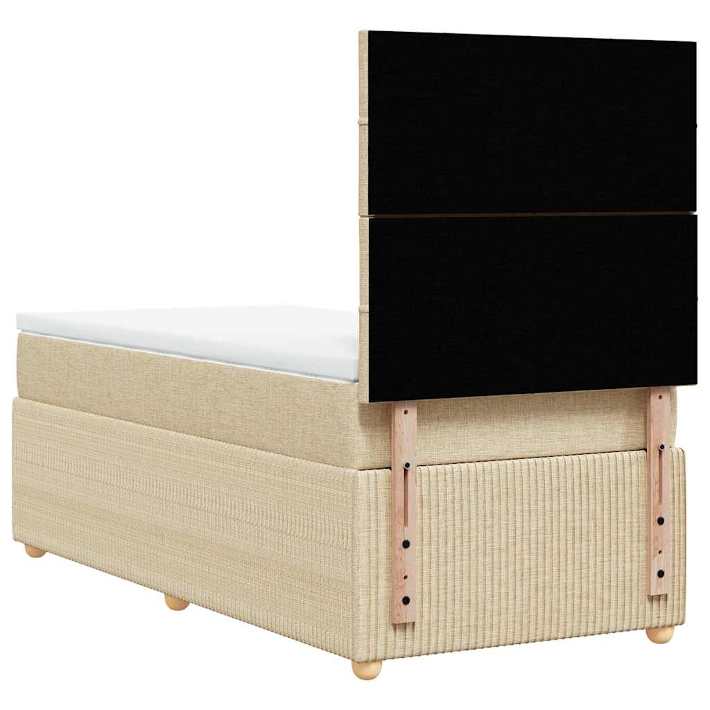 Boxspring met matras stof crèmekleurig 90x200 cm is nu te koop bij PeponiXL, paradijselijk wonen!