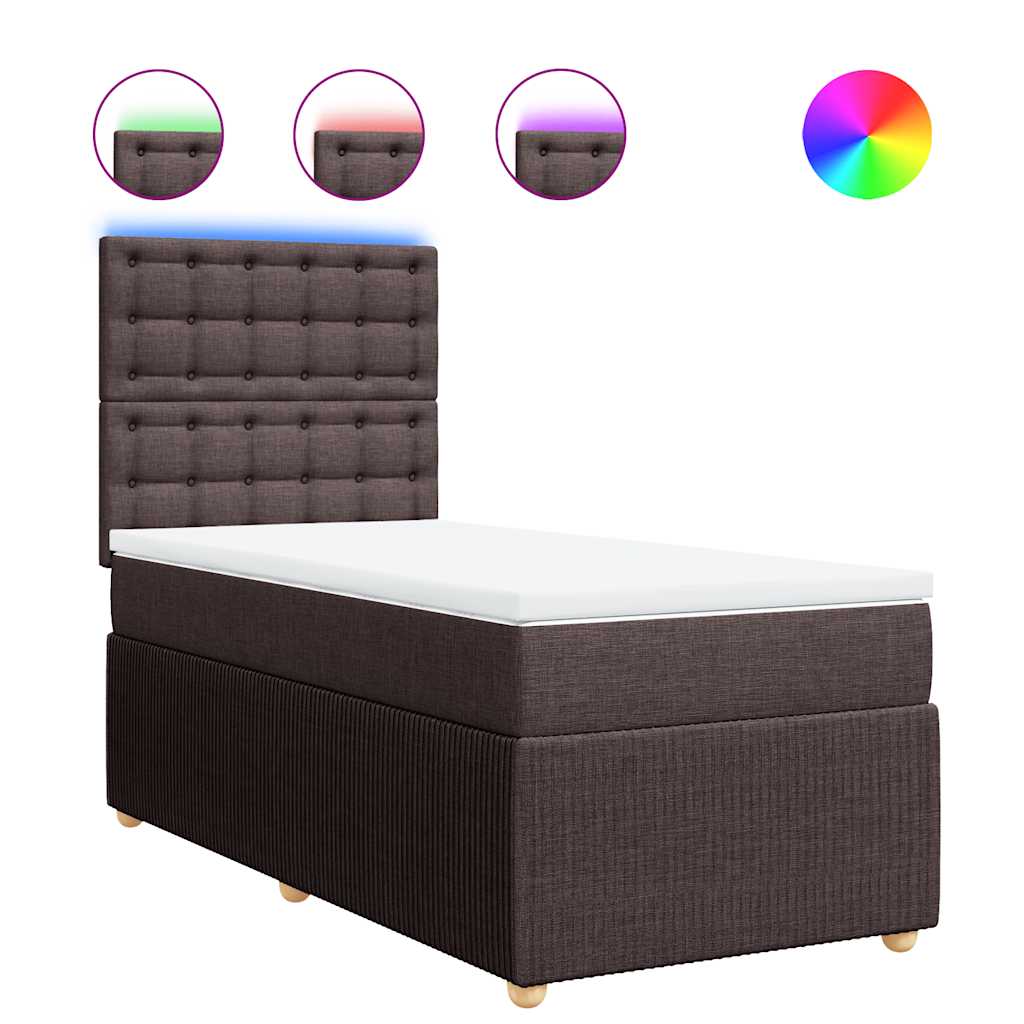 Boxspring met matras stof donkerbruin 90x200 cm is nu te koop bij PeponiXL, paradijselijk wonen!