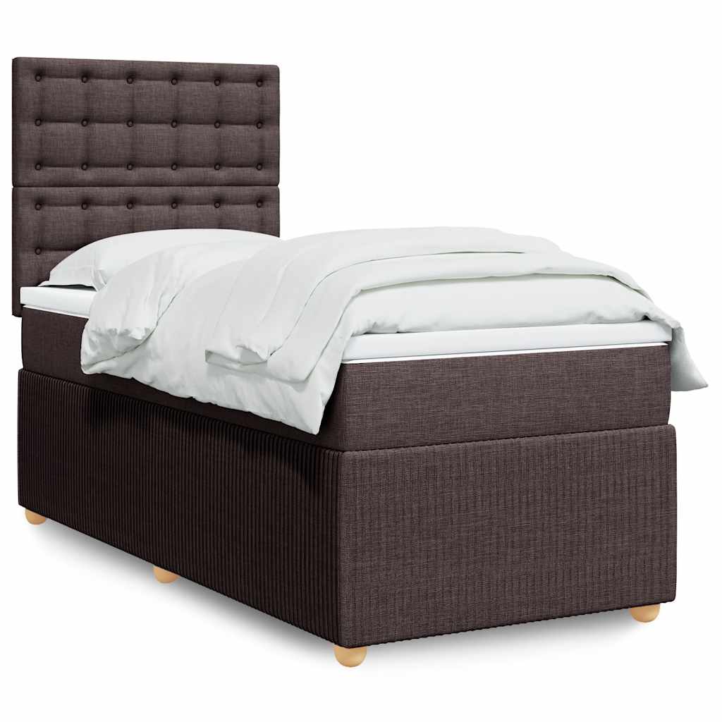 Boxspring met matras stof donkerbruin 90x200 cm is nu te koop bij PeponiXL, paradijselijk wonen!