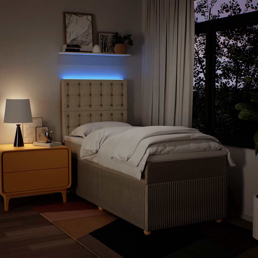 Boxspring met matras stof crèmekleurig 90x200 cm is nu te koop bij PeponiXL, paradijselijk wonen!