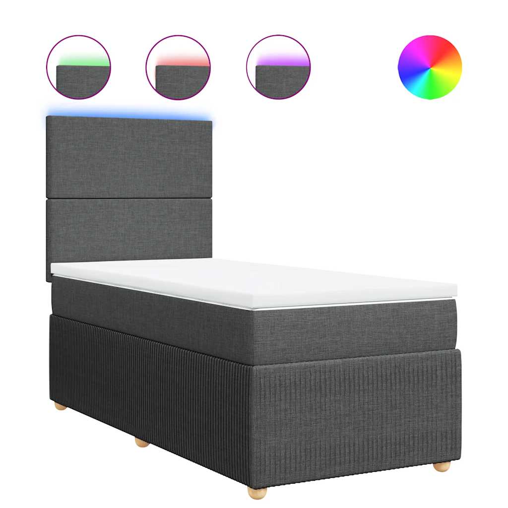 Boxspring met matras stof donkergrijs 100x200 cm is nu te koop bij PeponiXL, paradijselijk wonen!