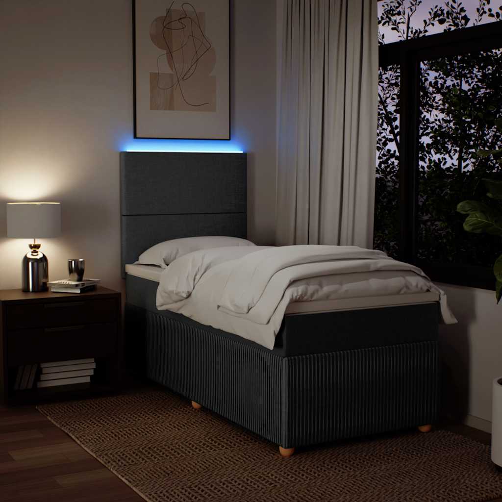 Boxspring met matras stof donkergrijs 100x200 cm is nu te koop bij PeponiXL, paradijselijk wonen!
