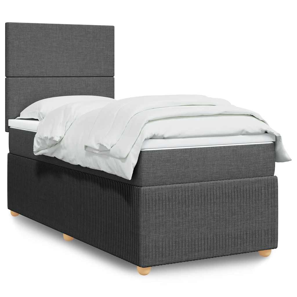 Boxspring met matras stof donkergrijs 100x200 cm is nu te koop bij PeponiXL, paradijselijk wonen!