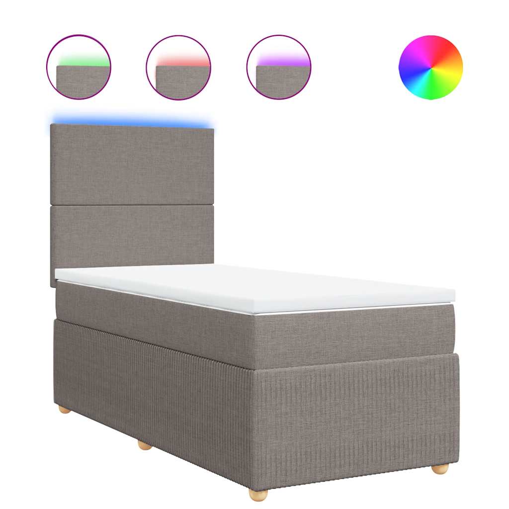 Boxspring met matras stof taupe 100x200 cm is nu te koop bij PeponiXL, paradijselijk wonen!