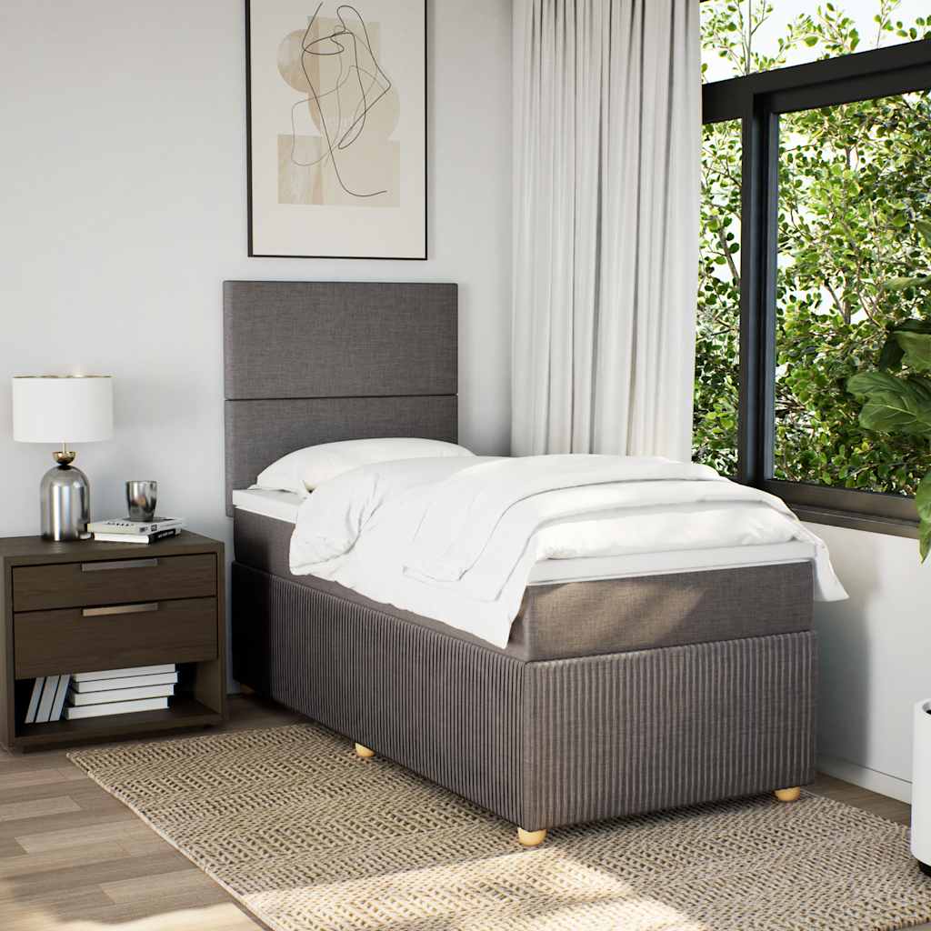 Boxspring met matras stof taupe 100x200 cm is nu te koop bij PeponiXL, paradijselijk wonen!