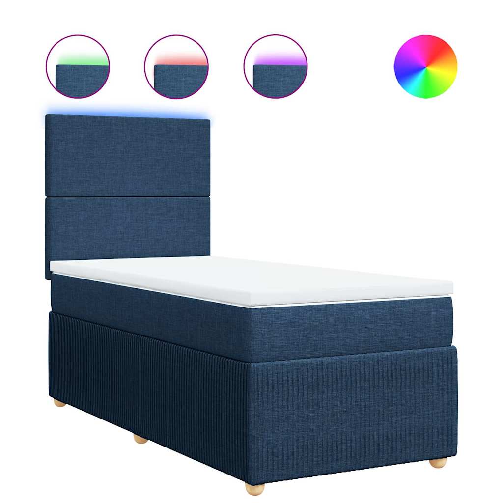 Boxspring met matras stof blauw 100x200 cm is nu te koop bij PeponiXL, paradijselijk wonen!