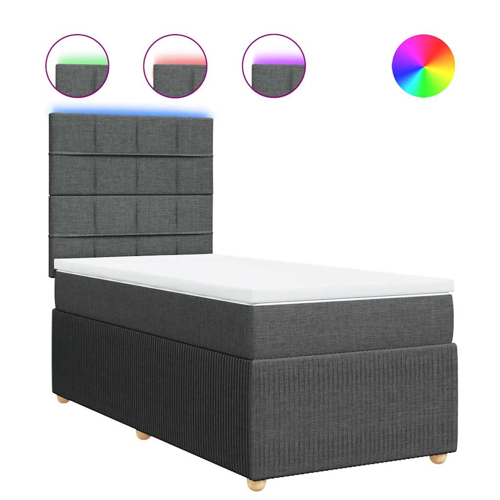 Boxspring met matras stof donkergrijs 100x200 cm is nu te koop bij PeponiXL, paradijselijk wonen!