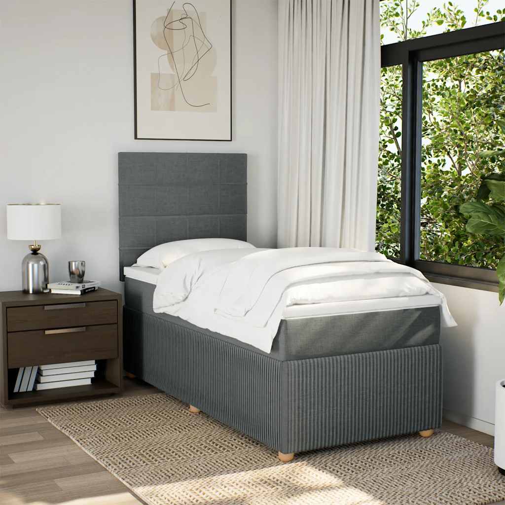 Boxspring met matras stof donkergrijs 100x200 cm is nu te koop bij PeponiXL, paradijselijk wonen!