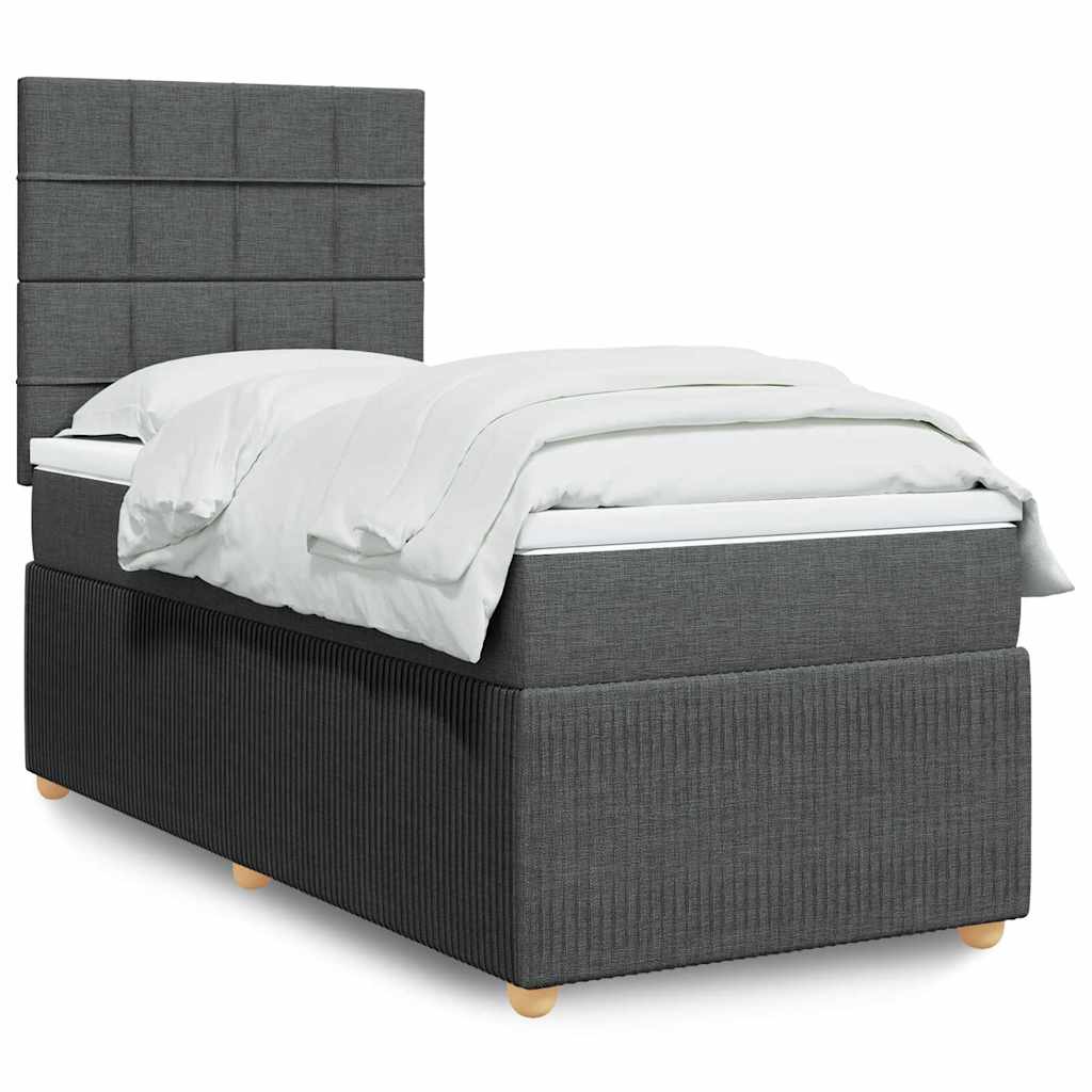 Boxspring met matras stof donkergrijs 100x200 cm is nu te koop bij PeponiXL, paradijselijk wonen!