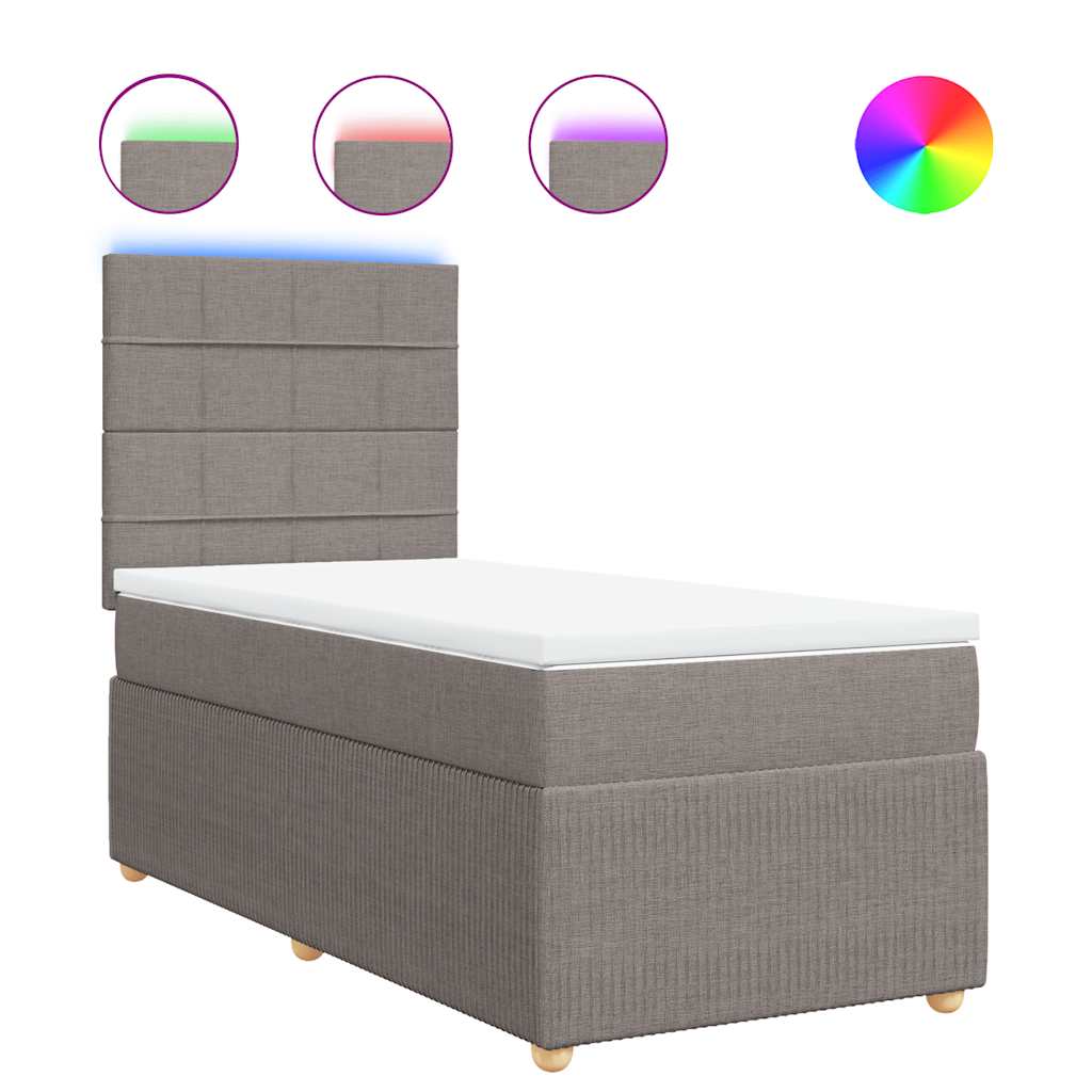 Boxspring met matras stof taupe 100x200 cm is nu te koop bij PeponiXL, paradijselijk wonen!