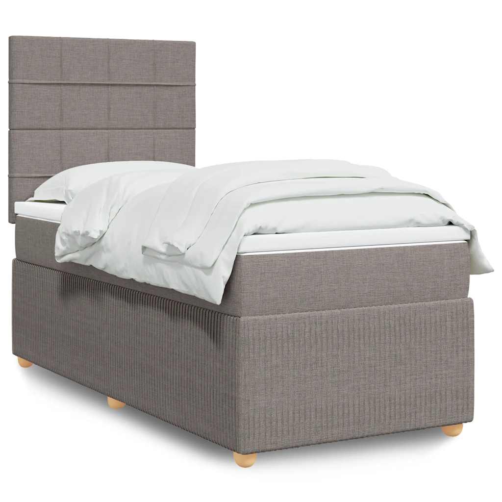 Boxspring met matras stof taupe 100x200 cm is nu te koop bij PeponiXL, paradijselijk wonen!