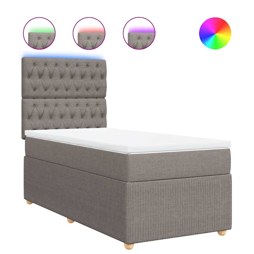 Boxspring met matras stof taupe 100x200 cm is nu te koop bij PeponiXL, paradijselijk wonen!