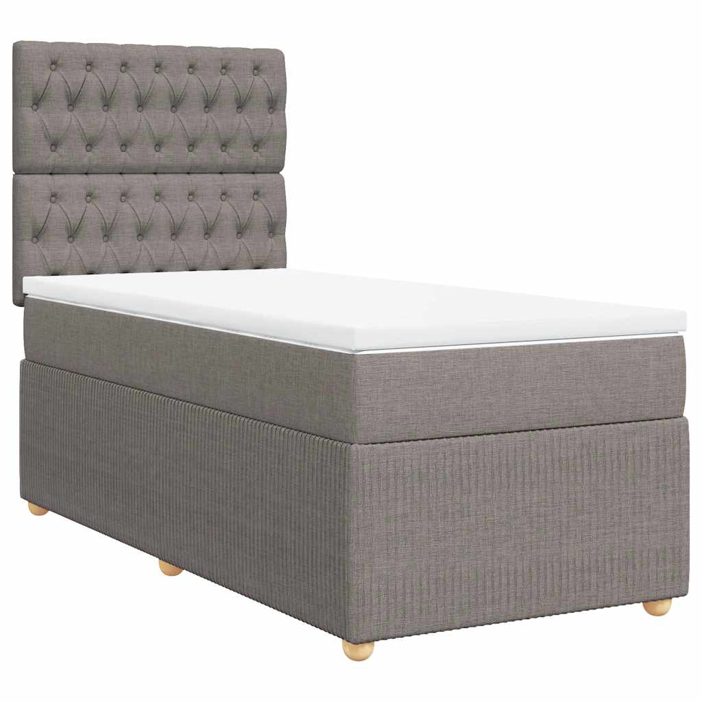 Boxspring met matras stof taupe 100x200 cm is nu te koop bij PeponiXL, paradijselijk wonen!