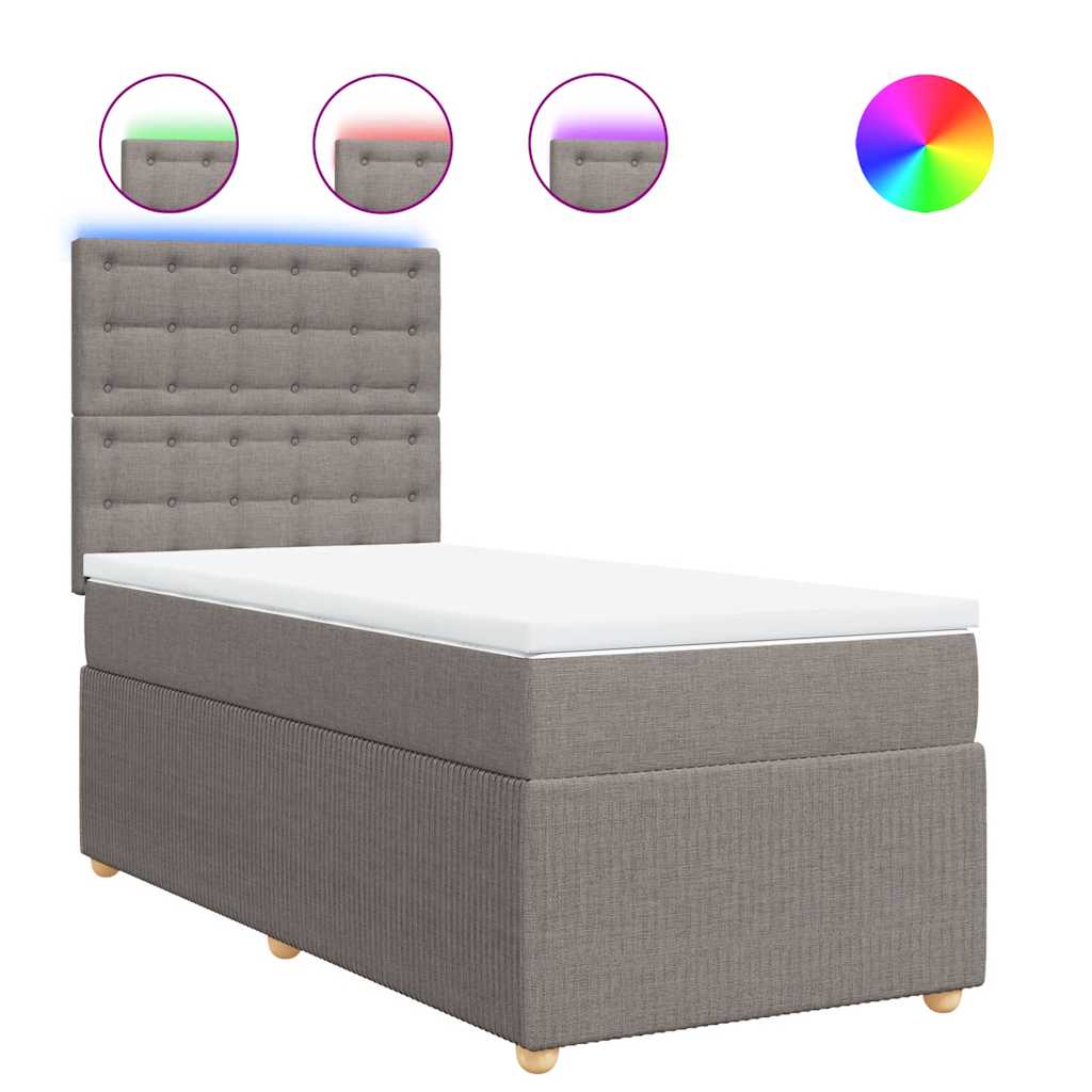Boxspring met matras stof taupe 100x200 cm is nu te koop bij PeponiXL, paradijselijk wonen!