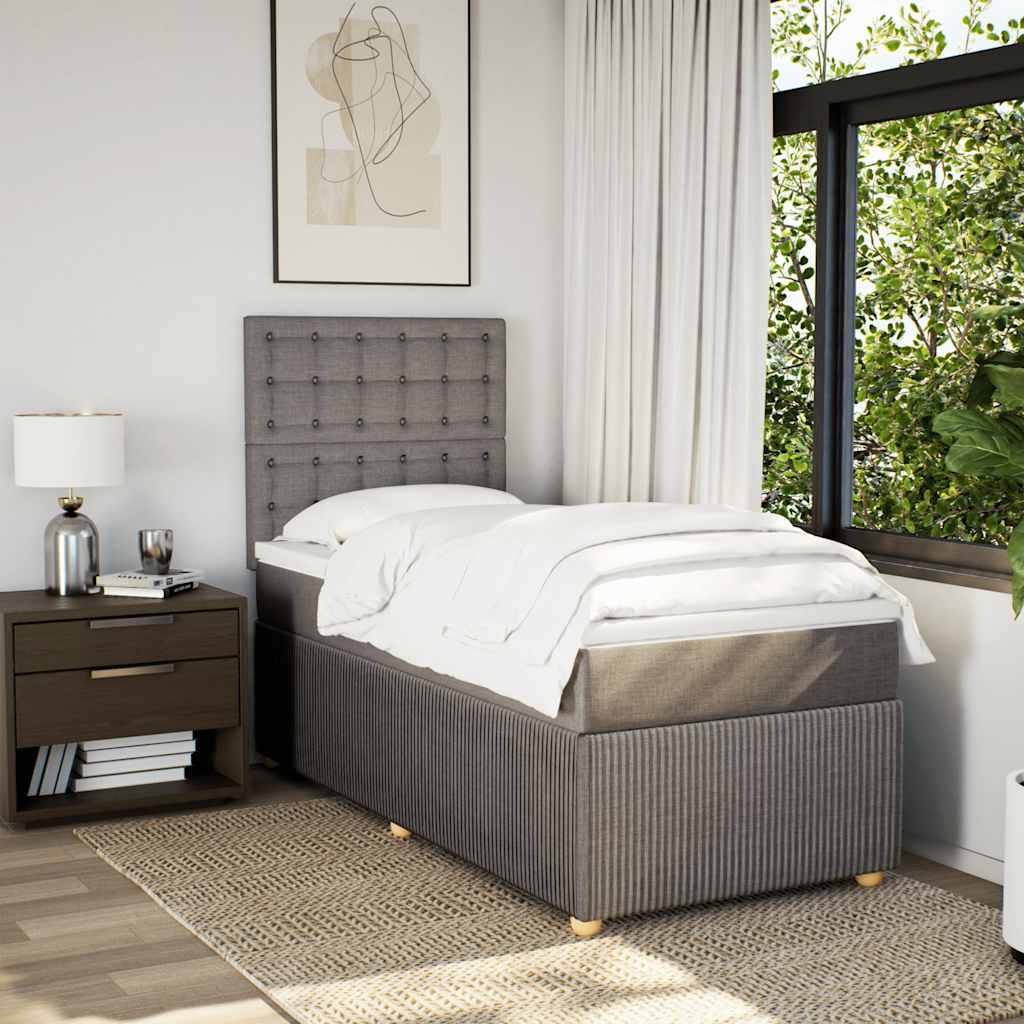 Boxspring met matras stof taupe 100x200 cm is nu te koop bij PeponiXL, paradijselijk wonen!