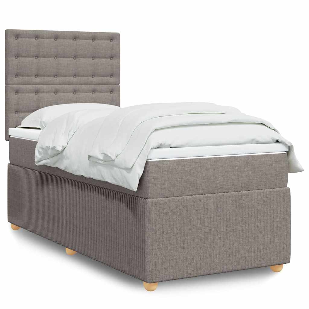 Boxspring met matras stof taupe 100x200 cm is nu te koop bij PeponiXL, paradijselijk wonen!