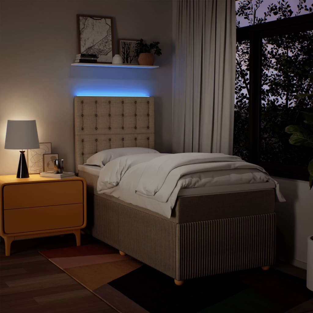 Boxspring met matras stof crèmekleurig 100x200 cm is nu te koop bij PeponiXL, paradijselijk wonen!