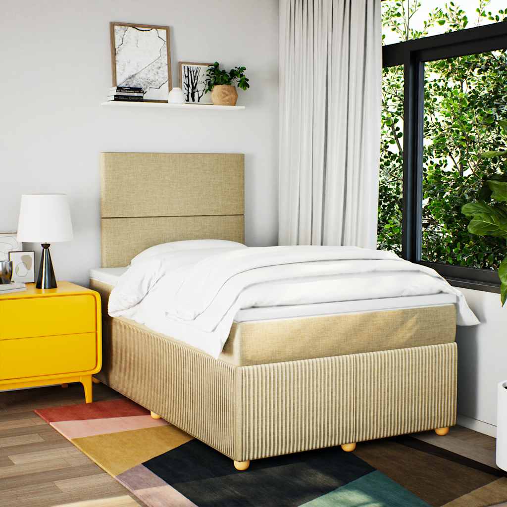 Boxspring met matras stof crèmekleurig 120x190 cm is nu te koop bij PeponiXL, paradijselijk wonen!