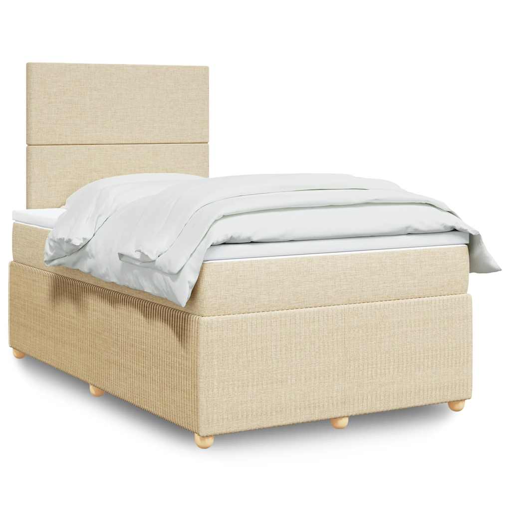 Boxspring met matras stof crèmekleurig 120x190 cm is nu te koop bij PeponiXL, paradijselijk wonen!