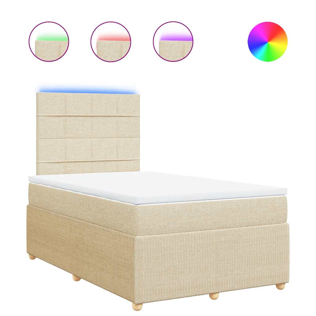 Boxspring met matras stof crèmekleurig 120x190 cm is nu te koop bij PeponiXL, paradijselijk wonen!
