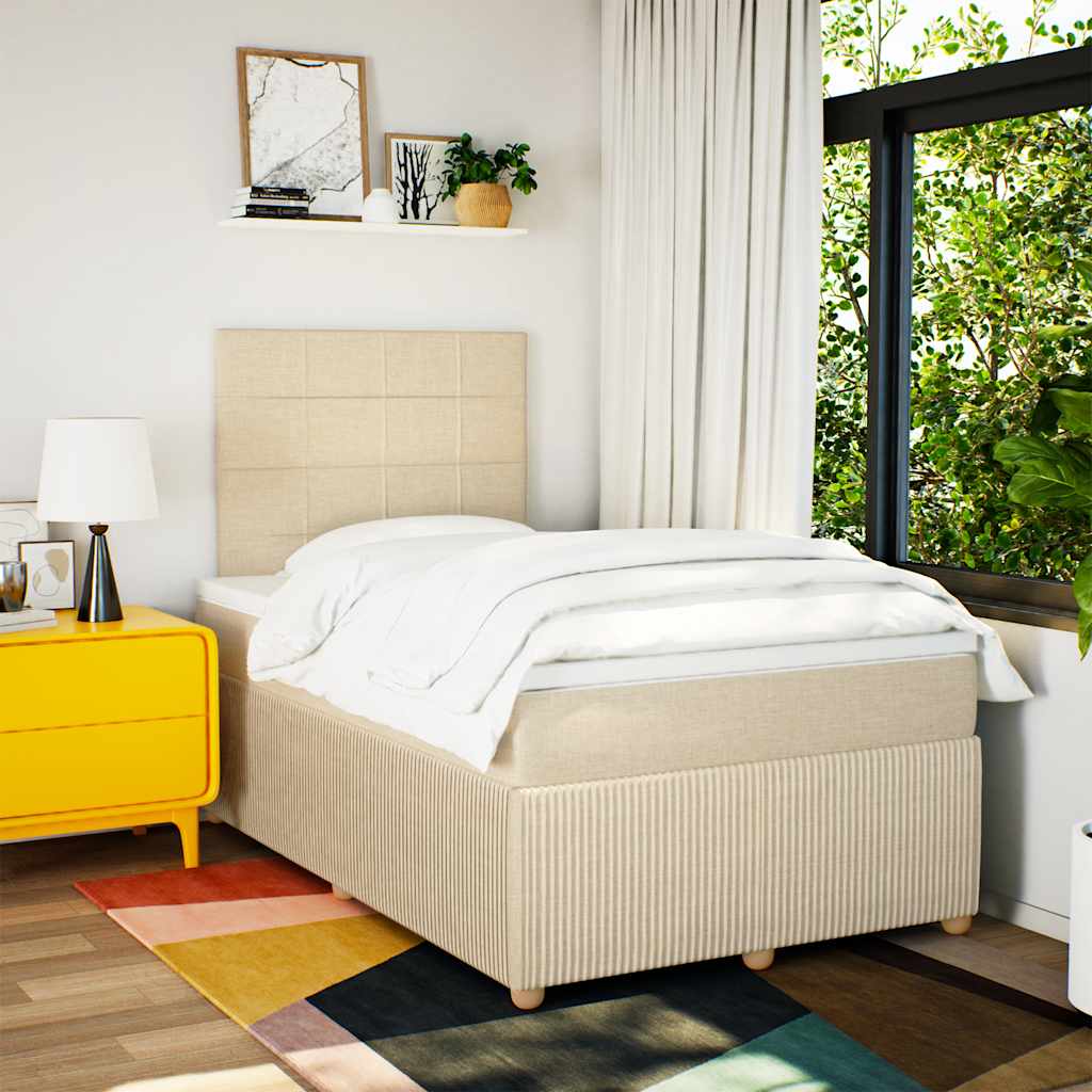 Boxspring met matras stof crèmekleurig 120x190 cm is nu te koop bij PeponiXL, paradijselijk wonen!