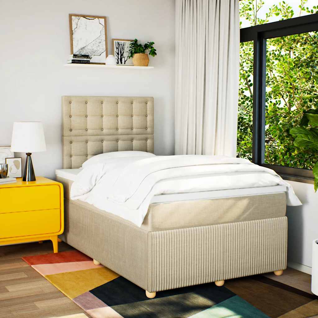 Boxspring met matras stof crèmekleurig 120x200 cm is nu te koop bij PeponiXL, paradijselijk wonen!