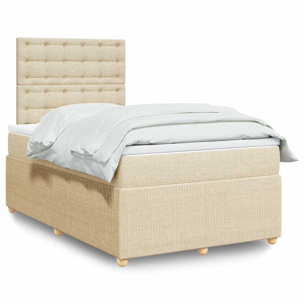 Boxspring met matras stof crèmekleurig 120x200 cm is nu te koop bij PeponiXL, paradijselijk wonen!