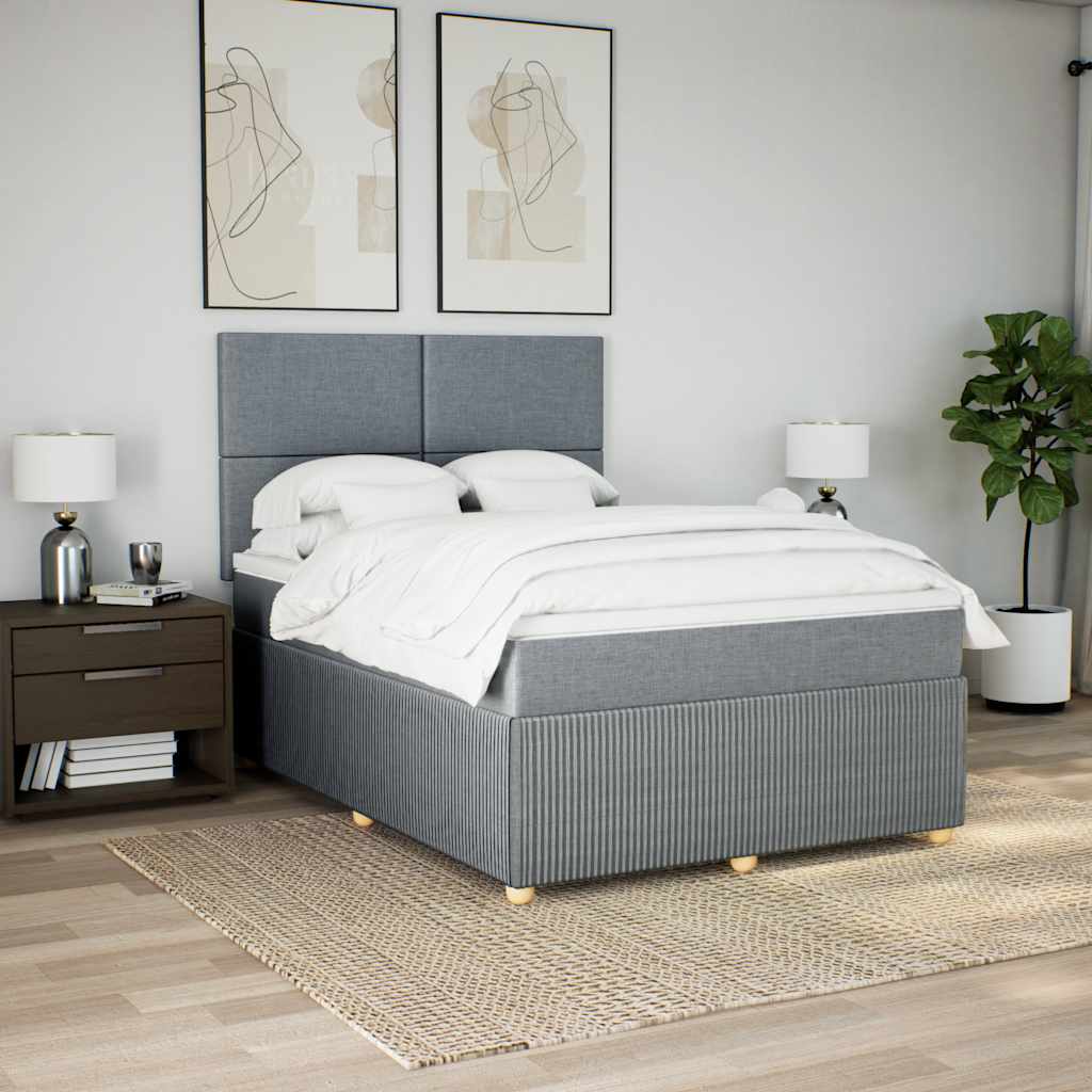Boxspring met matras stof lichtgrijs 140x190 cm is nu te koop bij PeponiXL, paradijselijk wonen!