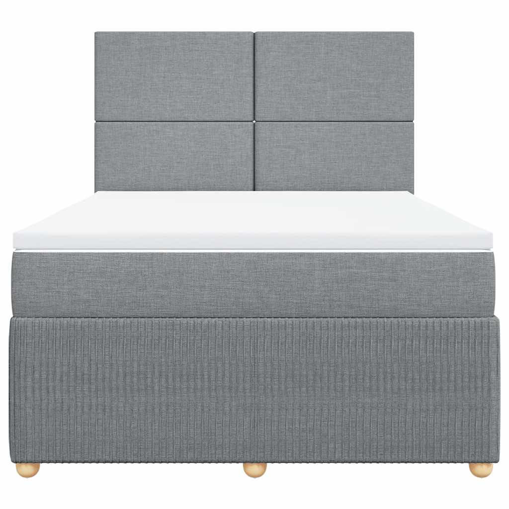 Boxspring met matras stof lichtgrijs 140x190 cm is nu te koop bij PeponiXL, paradijselijk wonen!