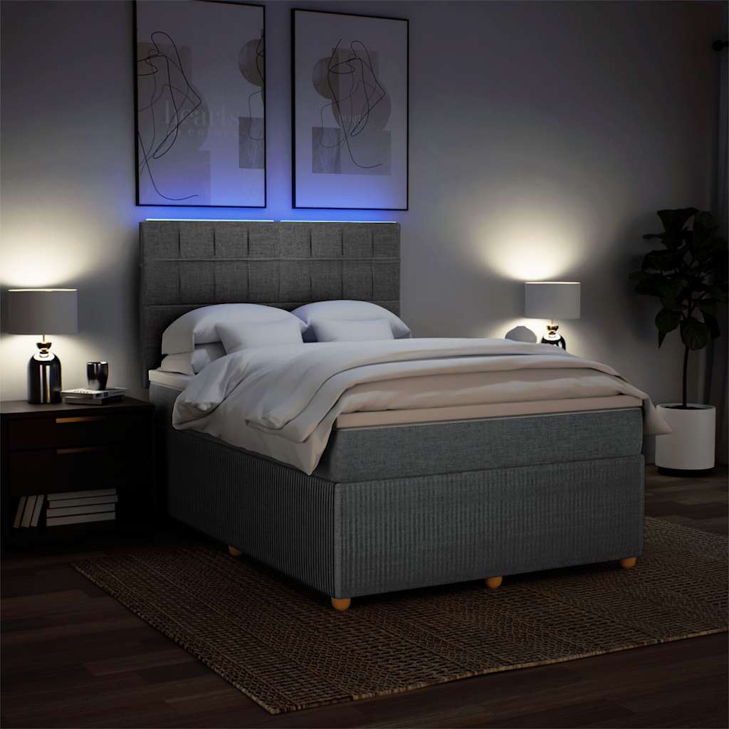 Boxspring met matras stof lichtgrijs 140x190 cm is nu te koop bij PeponiXL, paradijselijk wonen!